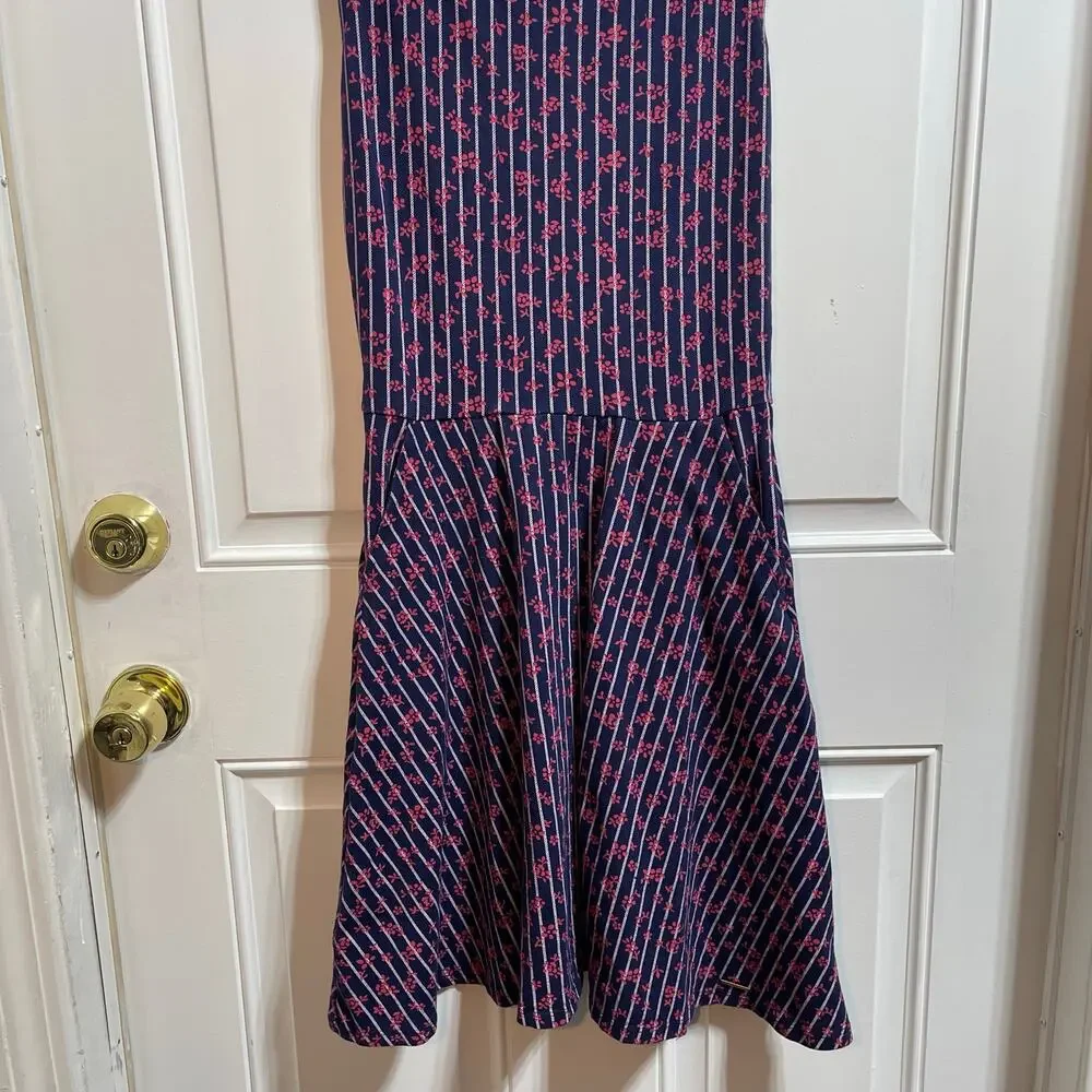 U.S Polo Assn. Striped Floral Fit & Flare Sleeveless Dress Women's Sz XS - Picture 4 of 10